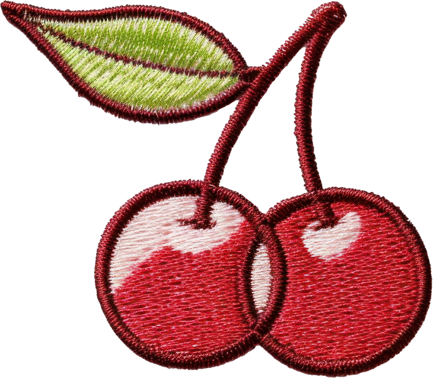 Cherry embroidery patch isolated.